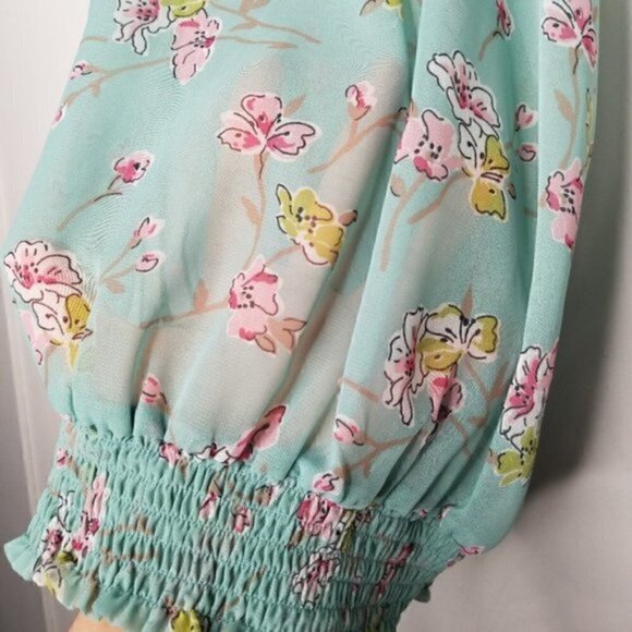 4/$25 Forever 21 Mint Green Floral Ruffle Sleeveless Top - Picture 6 of 7